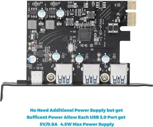Alt view image 2 of 7 - PCI-E to USB 3.0 Type A+Type C Expansion Card FL110 Chipset 5Gbps for Desktop PC Host Card Support Linus, Windows 10/8/7/XP and MAC OS 10.8.2 Above (1X USB-C + 3X USB-A)