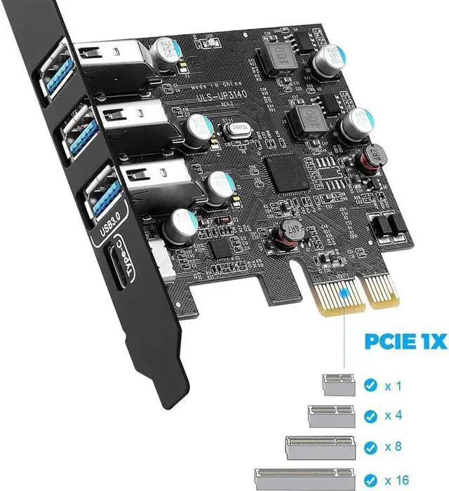 Alt view image 7 of 7 - PCI-E to USB 3.0 Type A+Type C Expansion Card FL110 Chipset 5Gbps for Desktop PC Host Card Support Linus, Windows 10/8/7/XP and MAC OS 10.8.2 Above (1X USB-C + 3X USB-A+Low-Profile Bracket)