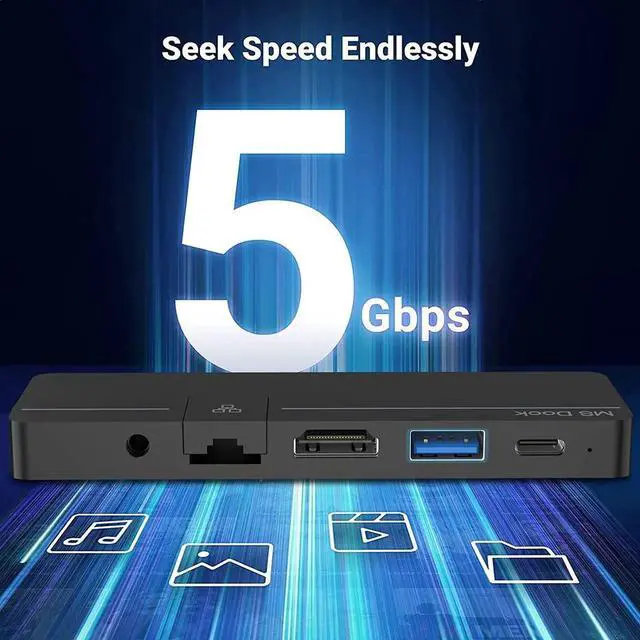 Alt view image 6 of 7 - Surface Pro 9 Pro 8 Docking Station Hub with 4K HDMI, Full-Function Type C (Display+10Gbps Data+100W PD Charging), 100M Ethernet,USB3.0,Type C Data Audio SD/TF Card Slot for Microsoft Surface Pro 9/8