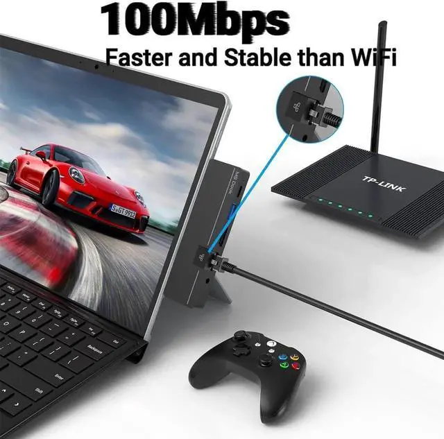 Alt view image 7 of 7 - Surface Pro 9 Pro 8 Docking Station Hub with 4K HDMI, Full-Function Type C (Display+10Gbps Data+100W PD Charging), 100M Ethernet,USB3.0,Type C Data Audio SD/TF Card Slot for Microsoft Surface Pro 9/8