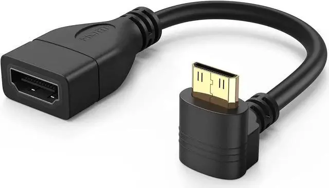 Alt view image 5 of 6 - Mini HDMI to HDMI Cable 0.5ft, CableCreation 90 Degree Upward Angle Mini-HDMI Male to HDMI Female Adapter, Support 1080P Full HD, 3D,for Camera, Camcorder, Graphics Card, Laptop,Tablet, HDTV, Black