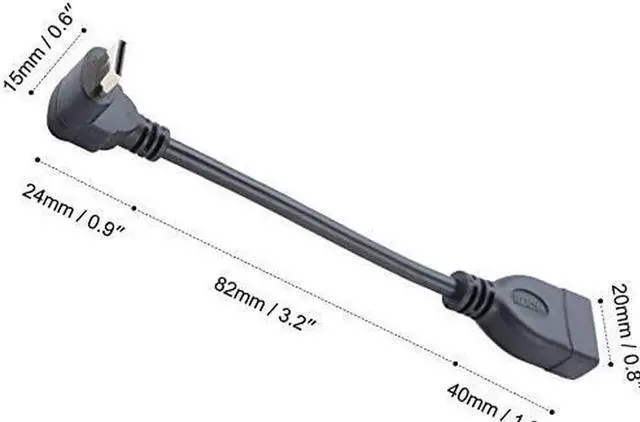 Alt view image 2 of 6 - Mini HDMI to HDMI Cable 0.5ft, CableCreation 90 Degree Upward Angle Mini-HDMI Male to HDMI Female Adapter, Support 1080P Full HD, 3D,for Camera, Camcorder, Graphics Card, Laptop,Tablet, HDTV, Black