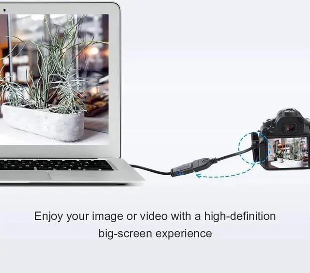 Alt view image 4 of 6 - Mini HDMI to HDMI Cable 0.5ft, CableCreation 90 Degree Upward Angle Mini-HDMI Male to HDMI Female Adapter, Support 1080P Full HD, 3D,for Camera, Camcorder, Graphics Card, Laptop,Tablet, HDTV, Black