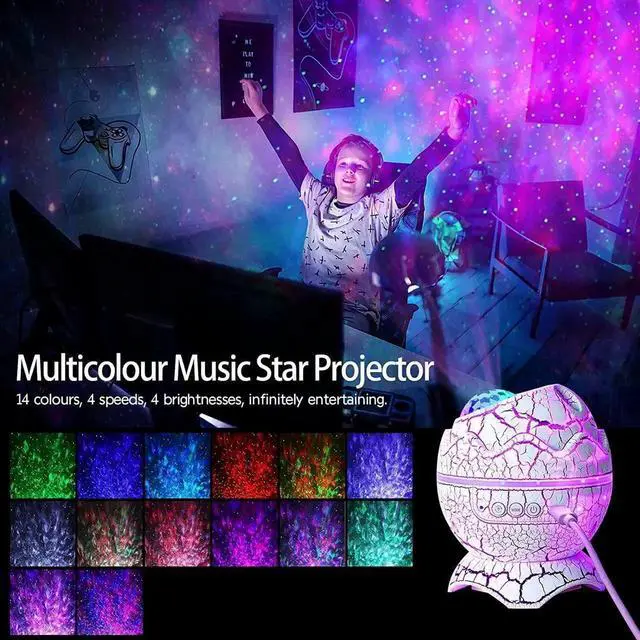 Alt view image 2 of 7 - Dinosaur Egg Galaxy Star Projector Starry Light with Wireless Music Player, Night Light with White Noise, Nebula,Timer & Remote Control Best Gift & Decoration for Children's and Adults' Bedroom