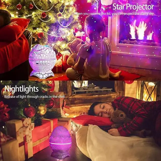 Alt view image 6 of 7 - Dinosaur Egg Galaxy Star Projector Starry Light with Wireless Music Player, Night Light with White Noise, Nebula,Timer & Remote Control Best Gift & Decoration for Children's and Adults' Bedroom