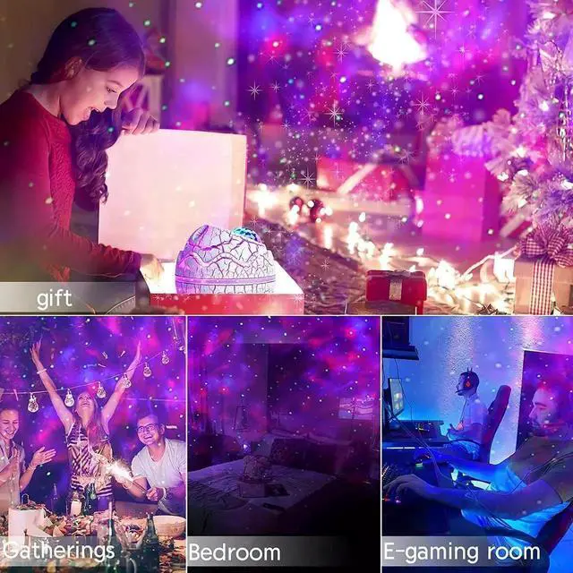 Alt view image 3 of 7 - Dinosaur Egg Galaxy Star Projector Starry Light with Wireless Music Player, Night Light with White Noise, Nebula,Timer & Remote Control Best Gift & Decoration for Children's and Adults' Bedroom