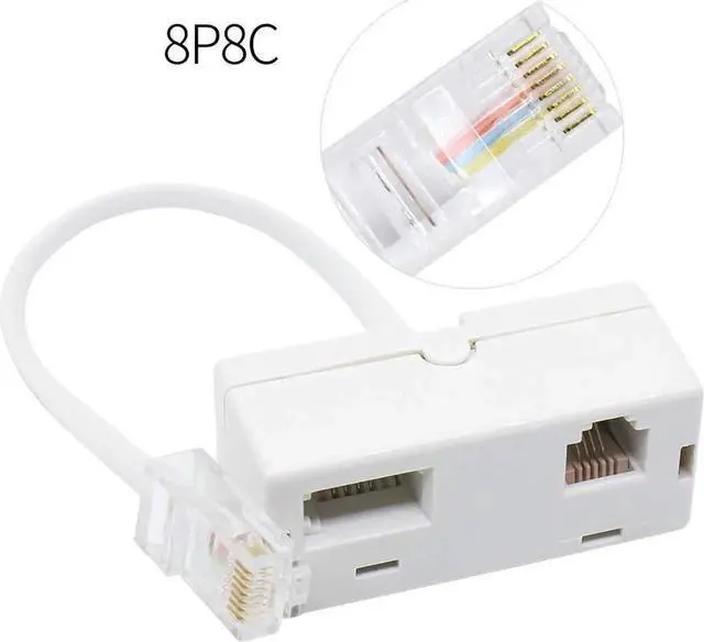 Alt view image 6 of 7 - 2 PACK RJ45 to BT RJ11 Secondary Telephone Splitter 2 Way Female to Male Adapter Converter Line Cables Telephone Plug Socket Connector Ethernet For Landline