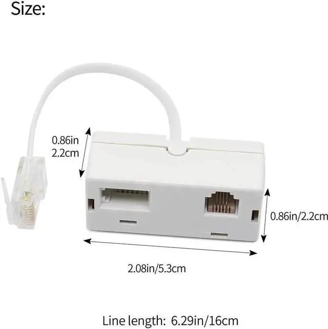 Alt view image 2 of 7 - 2 PACK RJ45 to BT RJ11 Secondary Telephone Splitter 2 Way Female to Male Adapter Converter Line Cables Telephone Plug Socket Connector Ethernet For Landline