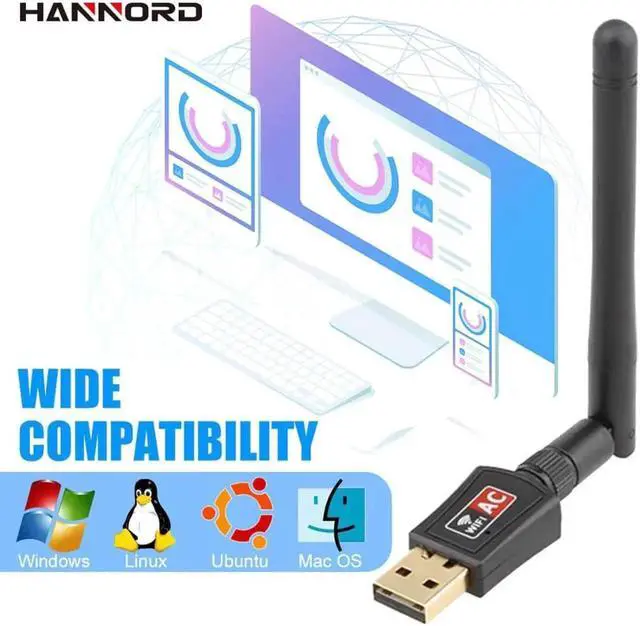 Alt view image 5 of 5 - WiFi Adapter AC600M Dual Band 5G/2.4GHz Wireless USB Adapter Network Card Wifi Receiver USB Ethernet LAN Adapter for PC