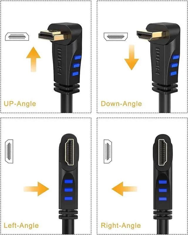 Alt view image 5 of 7 - HDMI 2.0 Cable, CableCreation 6 Feet 4K (60Hz) Down Angle 90 Degree Down HDMI Cable with Gold Plated Connector, Support Ultra HD, 3D Video, Ethernet, Audio Return Channel, Black