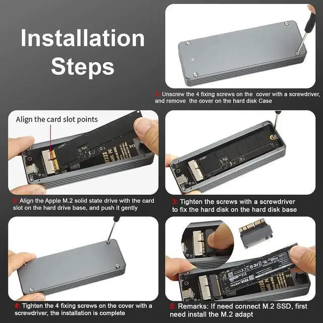 Alt view image 5 of 7 - USB C 3.2 MacBook SSD Enclosure for 12+16 PIN MacBook SSDs, Apple SSD Enclosure Adapter Supports for MacBook Pro,MacBook Air, Mac Pro, iMac from 2013 to 2017 Original Enclosure, with M.2 Adapter