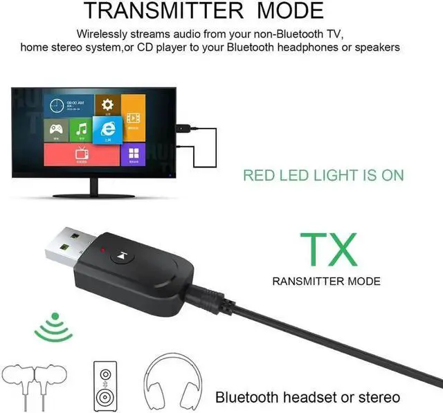 Alt view image 4 of 5 - 5.0 Audio Receiver Transmitter Mini Stereo Adapter AUX RCA USB 3.5mm Jack For TV PC Car Kit Wireless Adapter