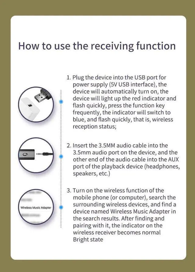 Alt view image 5 of 5 - 4 IN 1 Bluetooth Adapter USB Wireless Bluetooth Transmitter Receiver Music Audio For PC TV Car Hands- 3.5mm AUX Adapter