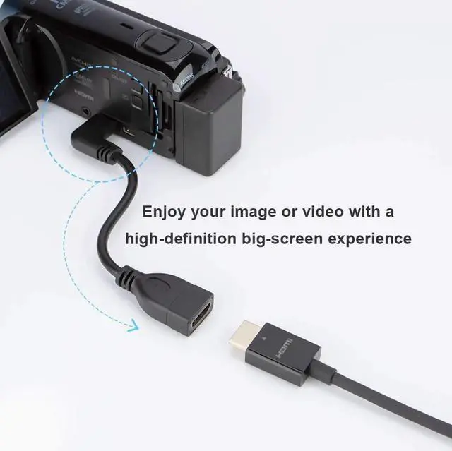 Alt view image 6 of 7 - Mini HDMI to HDMI Cable, CableCreation 0.5ft 90 Degree Right Angle Mini-HDMI Male to HDMI Female Adapter, Support 1080P Full HD, 3D,for Camera, Camcorder, Graphics Card, Laptop,Tablet, 0.15M, Black