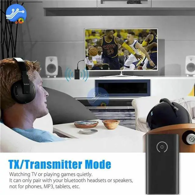Alt view image 3 of 5 - 5.0 Transmitter Receiver Wireless Audio Adapter 2 in 1 A2DP 3.5mm Jack Aux Adapter For PC TV Headphone Car