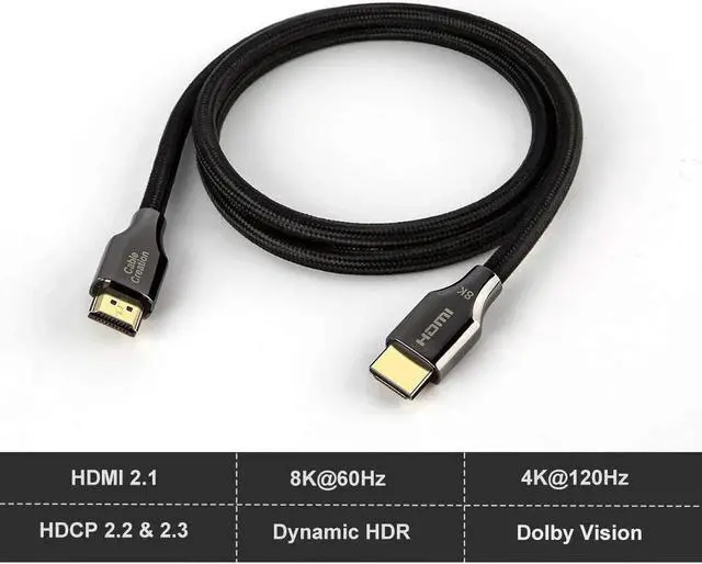 Alt view image 4 of 7 - 8K HDMI Cable 10 FT, CableCreation HDMI 2.1 Ultra HD High Speed Cable 48Gbps,8K 60Hz, HDCP 2.2,4:4:4 HDR, eARC, Compatible with PS5, PS4, Xbox Series X, Xbox One, MacBook Pro 2021, QLED TV, Roku TV