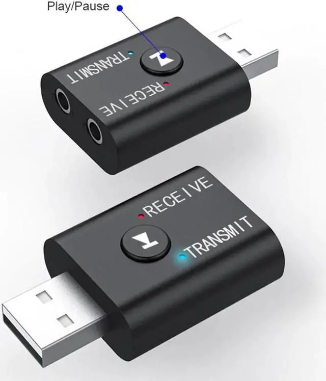 Alt view image 2 of 5 - Bluetooth 5.0 Audio Receiver Transmitter Mini 3.5mm Jack AUX USB Stereo Music Wireless Adapter for TV Car PC Headphone BT