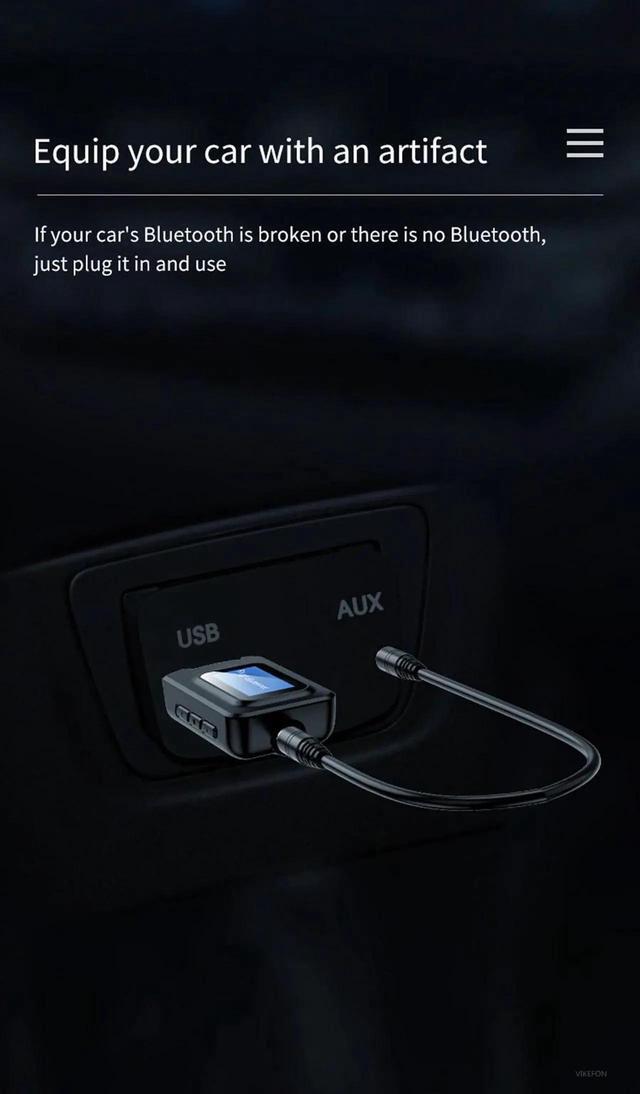 Alt view image 3 of 5 - Bluetooth 5.0 Receiver Transmitter LCD Display 3.5 3.5mm AUX Jack 2In1 USB Bluetooth Dongle Wireless Audio Adapter for Car PC TV