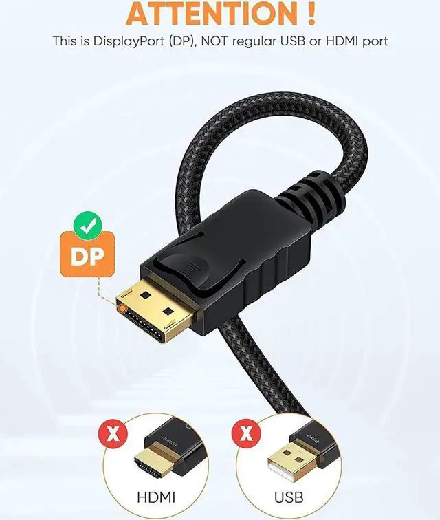 Alt view image 5 of 7 - DisplayPort to HDMI Cable 4K, CableCreation 6FT Braided DP to HDMI Cable, Support Eyefinity Multi-Screen, 4K & 3D Audio/Video Converter, 1.83M / Black
