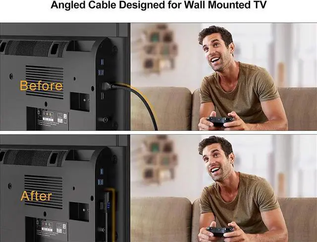 Alt view image 2 of 7 - HDMI Cable, CableCreation 10 Feet Right Angle 270 Degree Vertical Right 4K HDMI 2.0 Cable, Support 4K Ultra HD, 3D Video, Ethernet, Audio Return Channel, Black