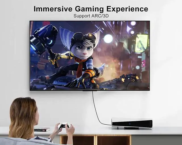 Alt view image 5 of 7 - HDMI Cable, CableCreation 10 Feet Right Angle 270 Degree Vertical Right 4K HDMI 2.0 Cable, Support 4K Ultra HD, 3D Video, Ethernet, Audio Return Channel, Black