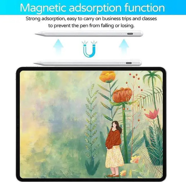 Alt view image 2 of 7 - Stylus Pen for Apple iPad Pro/Air(2018-2022), 5 Minuts Get This Stylus Pencil for iPad Full Charged, A Substitute for Your Apple Pencil, with Tilt Bold Function, Palm Rejection & Magnetic Attach