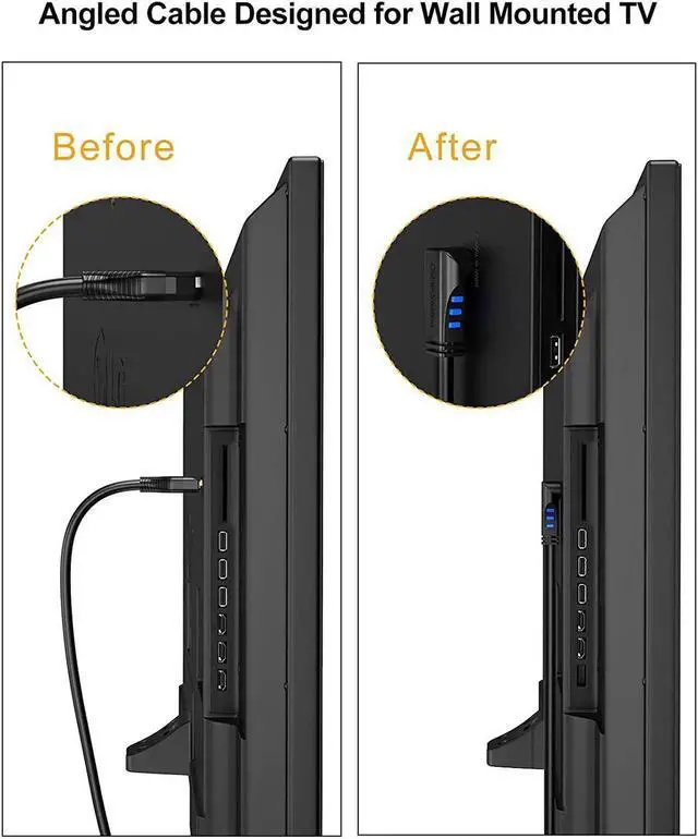 Alt view image 3 of 7 - HDMI 2.0 Cable, CableCreation 3 Feet 4K (60Hz) Down Angle 90 Degree Down HDMI Cable with Gold Plated Connector, Support Ultra HD, 3D Video, Ethernet, Audio Return Channel, Black