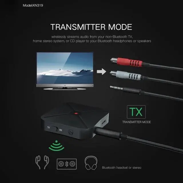 Alt view image 3 of 5 - Bluetooth 5.0 4.2 Receiver and Transmitter Audio Music Stereo Wireless Adapter RCA 3.5MM AUX Jack For Speaker TV Car PC