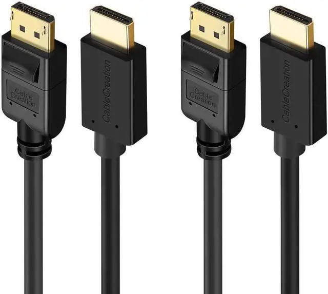 Main image of DisplayPort to HDMI Cable(2-Pack), CableCreation 6FT DisplayPort to HDMI Cable, Eyefinity Multi-Screen, 4K & 3D Audio/Video Converter, 1.8M / Black