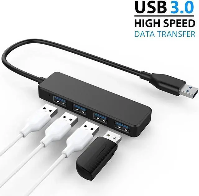 Alt view image 2 of 5 - 1 PC Ultra Slim High Speed USB 2.0 3.0 Hub External 4 Ports Adapter Splitter USB Expander For Laptop PC Computer Peripherals