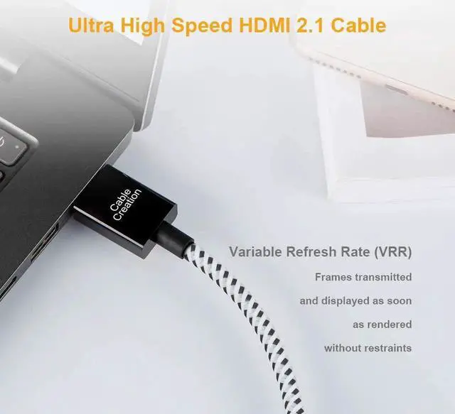 Alt view image 5 of 7 - HDMI 2.1 Cable,8K Ultra High Speed HDMI Cable 48Gbps with Braid,Support HDR,eARC,Dolby Vision,VRR, MacBook Pro 2021, Nintendo Switch, Roku, Xbox one, Xbox Series X, PS5, PS4, 3.3Feet