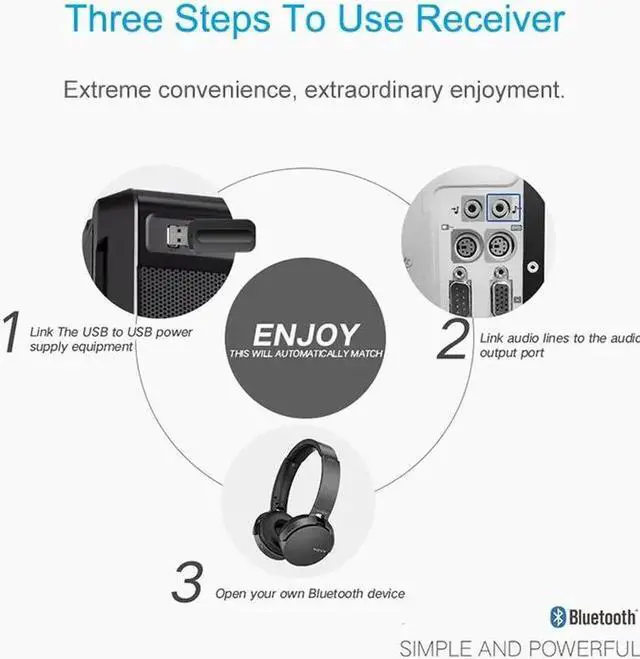 Alt view image 5 of 5 - Bluetooth receiver TV Audio Stereo Music USB Wireless Adapter For Bluetooth Headphones PC 3.5mm AUX Bluetooth Adapter