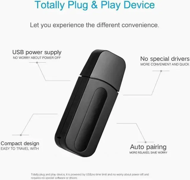 Alt view image 4 of 5 - Bluetooth receiver TV Audio Stereo Music USB Wireless Adapter For Bluetooth Headphones PC 3.5mm AUX Bluetooth Adapter