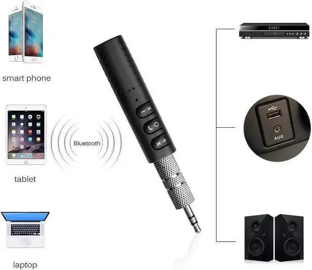Alt view image 4 of 5 - Receiver Car Kit Adapter Wireless 3.5 Mm Aux Audio Stereo Music Hand- Vehicle Adapter Hand- Vehicle Adapter