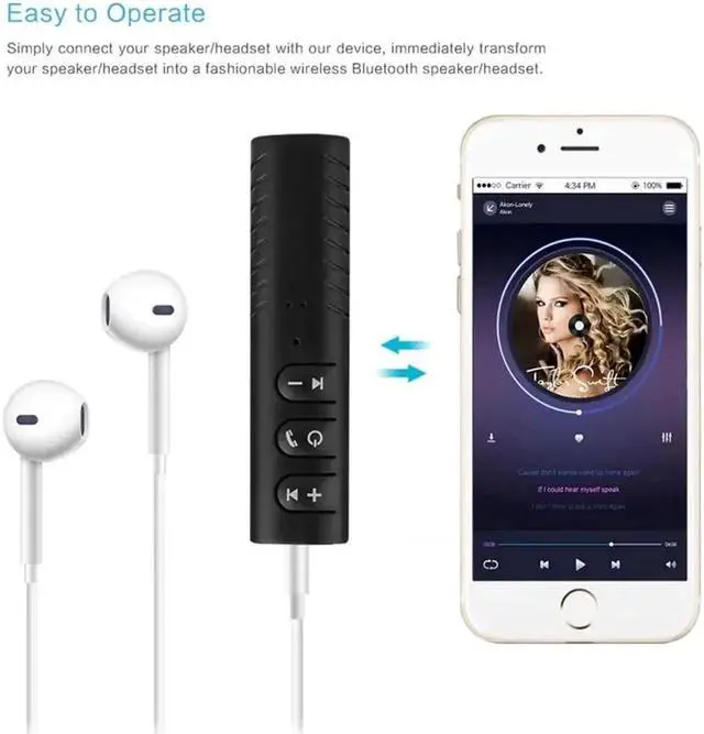 Alt view image 3 of 5 - Receiver Car Kit Adapter Wireless 3.5 Mm Aux Audio Stereo Music Hand- Vehicle Adapter Hand- Vehicle Adapter