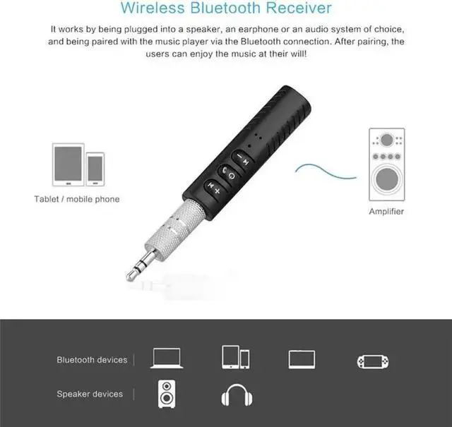 Alt view image 2 of 5 - Receiver Car Kit Adapter Wireless 3.5 Mm Aux Audio Stereo Music Hand- Vehicle Adapter Hand- Vehicle Adapter