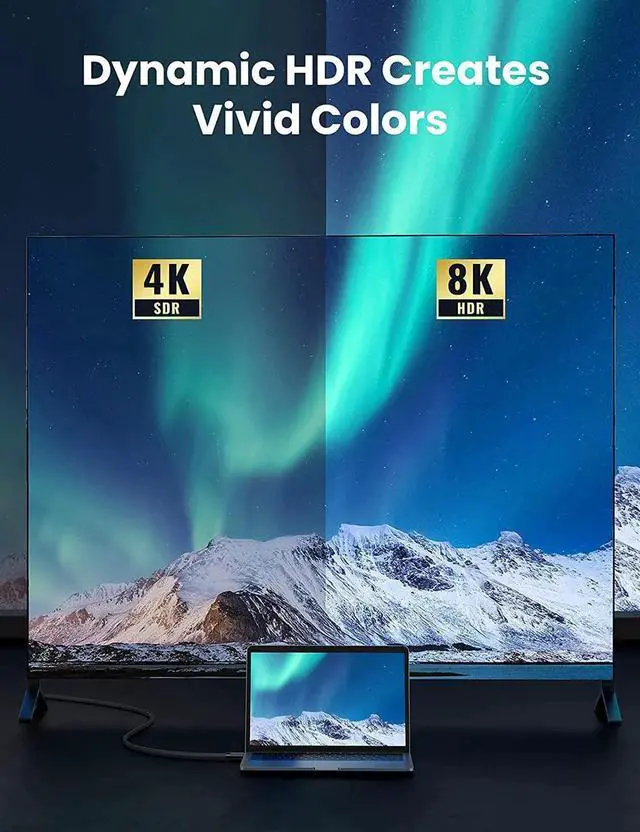 Alt view image 6 of 7 - HDMI 2.1 Cable 8K 48Gbps 6.6FT Ultra High Speed 8K HDMI Braided Cord 4K@120Hz 8K@60Hz Support Dynamic HDR eARC Dolby Atmos HDCP Compatible with PS5 PS4 Xbox Roku TV HDTV Blu-ray Projector