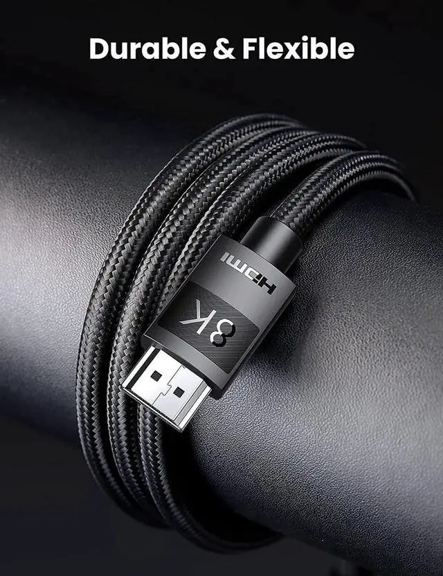 Alt view image 5 of 7 - HDMI 2.1 Cable 8K 48Gbps 6.6FT Ultra High Speed 8K HDMI Braided Cord 4K@120Hz 8K@60Hz Support Dynamic HDR eARC Dolby Atmos HDCP Compatible with PS5 PS4 Xbox Roku TV HDTV Blu-ray Projector