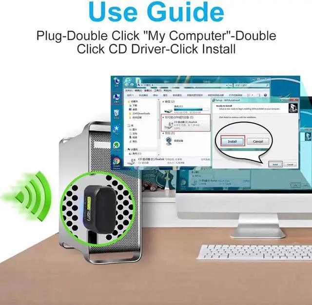 Alt view image 3 of 5 - Driver USB Wifi Adapter 600Mbps Wi fi Adapter 5ghz Antenna USB Ethernet PC Wi-Fi Adapter Lan Wifi Dongle AC Wifi Receiver