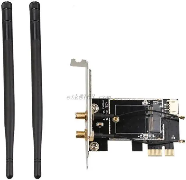 Alt view image 2 of 5 - Wireless Card to pciE-1X to NGFF-Ekey PCIE Laptop Pc WIFI WLAN Card Adapter Dual Antenna Adapter Board