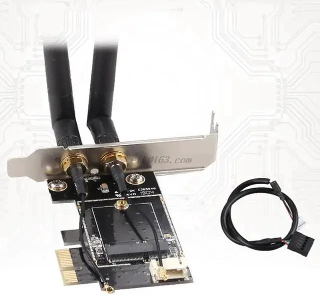 Alt view image 3 of 5 - Wireless Card to pciE-1X to NGFF-Ekey PCIE Laptop Pc WIFI WLAN Card Adapter Dual Antenna Adapter Board