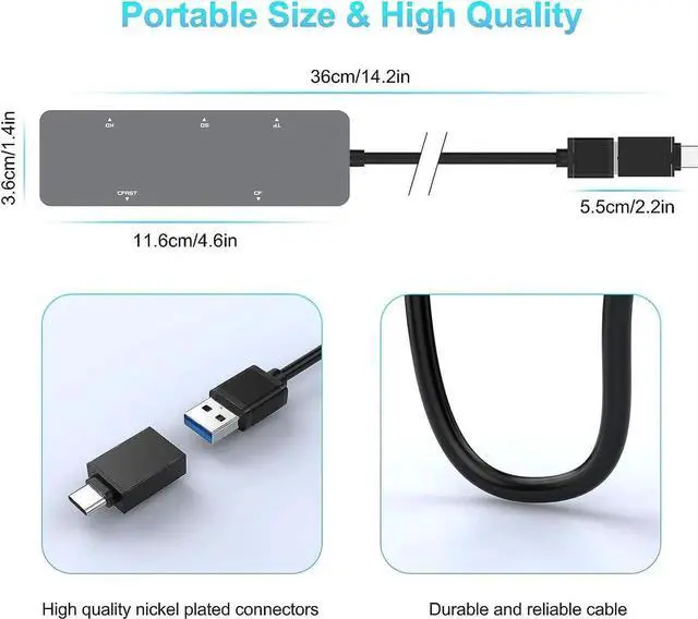 Alt view image 6 of 7 - CFast Card Reader USB C USB 3.0, CFast 2.0 Multi Card Reader, CFast/XD/CF/SD/TF 5 in 1 Memory Card Reader/Adapter/Hub for CFast SD SDXC SDHC CF CFI Micro SD SDXC XD,for Windows/Mac/Linux/Android