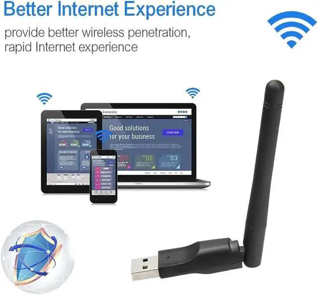 Alt view image 4 of 5 - 150M USB 2.0 WiFi Wireless Network Card 802.11 b/g/n LAN Antenna Adapter with Antenna for Laptop PC Mini Wi-fi Wi Fi Don