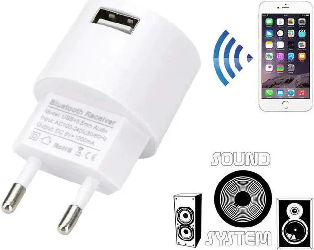 Main image of 110V 220V Audio Adapter USB Wall Charger Wireless Bluetooth Receiver Adapter 3.5MM AUX V5.0 Audio Music Receiver EU US Plug