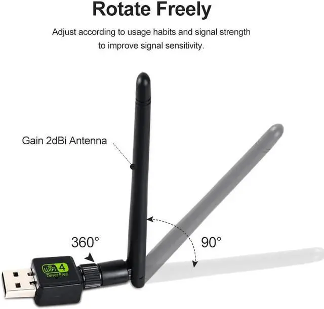 Alt view image 3 of 5 - WiFi Adapter Ralink Wi-Fi Antenna Lan Ethernet 150M 2dB PC WiFi Dongle Wireless Notework Card Wi Fi Receiver