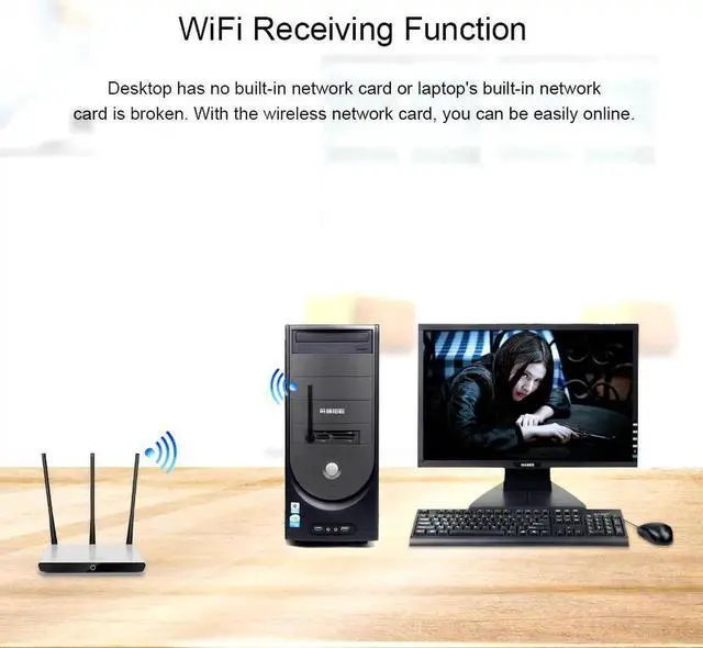 Alt view image 2 of 5 - 150Mbps Ralink RT5370 Wireless Network Card Mini USB 2.0 WiFi Adapter Antenna PC LAN Wi-Fi Receiver Dongle 802.11 b/g/n