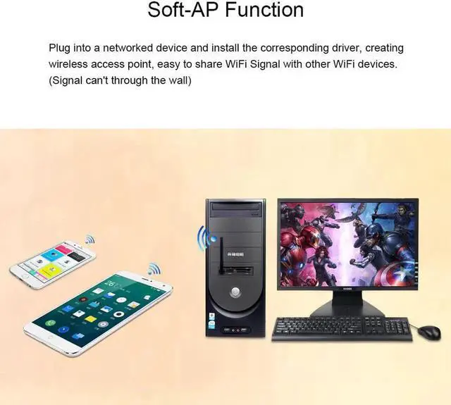 Alt view image 5 of 5 - 150Mbps Ralink RT5370 Wireless Network Card Mini USB 2.0 WiFi Adapter Antenna PC LAN Wi-Fi Receiver Dongle 802.11 b/g/n