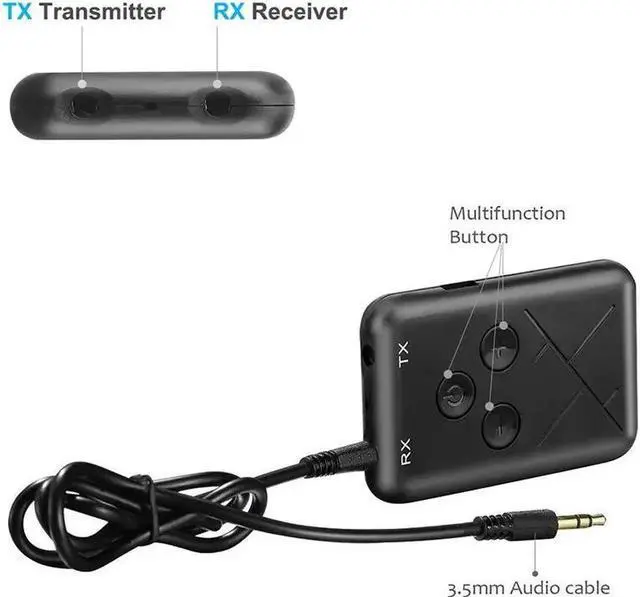 Alt view image 3 of 5 - 2in1 Wireless Receiver Bluetooth 4.2 Adapter Stereo Audio Transmitter Music MP3 TX RX Adapter For TV Car Speaker Computer