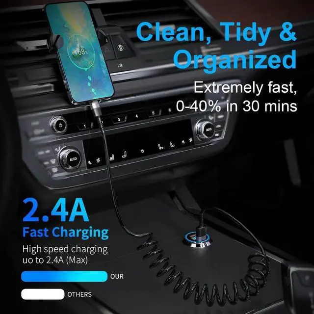 Alt view image 7 of 7 - 60W Coiled USB C Cable for Car, 6FT USB C to USB C Coiled Cable, USB C to C Type Fast Charging Cable Compatible with Samsung GalaxyS21/S21+/S20+ Ultra Note 20, Pixel 4/3 XL, MacBook Pro/Air