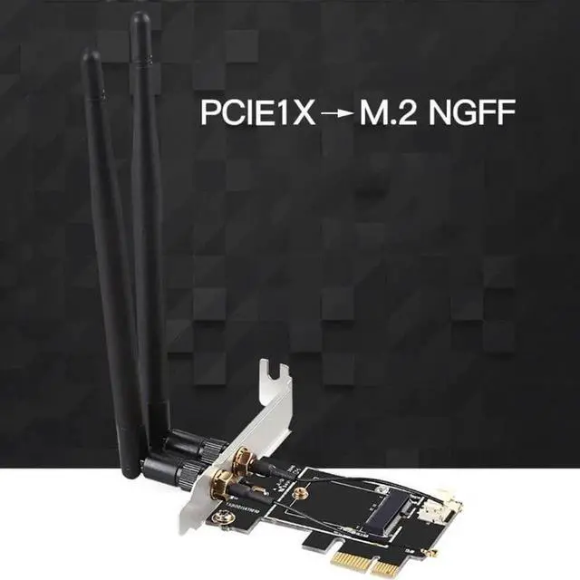 Alt view image 5 of 5 - Card to pciE-1X to NGFF-Ekey PCIE Laptop Pc WIFI WLAN Card Adapter Dual Antenna Adapter Board